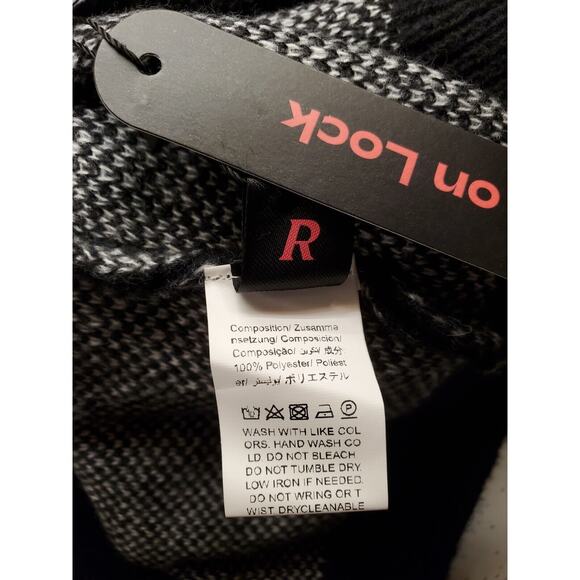 Romwe NWT Cardigan Knit Sweater Black White Stars Crop Size XL, EUR 44, US 12‎ - Picture 5 of 11